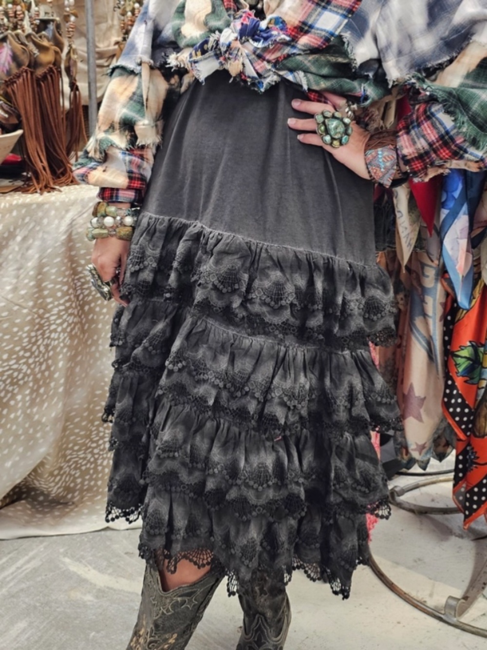 π A RARE BIRD β JULIETTE 3 β A RARE BIRD DISTRESSED RUFFLE SLIP DRESS 57 - Picture 3 of 4